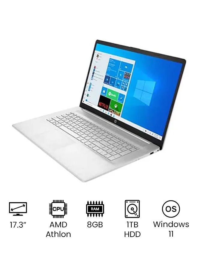 17-cp0196nr Laptop With 17.3-Inch HD+ Display, Athlon 3150U Processeor/8GB DDR4 RAM/1TB HDD/Intel UHD Graphics/Windows 11 /International Version English Solid Silver