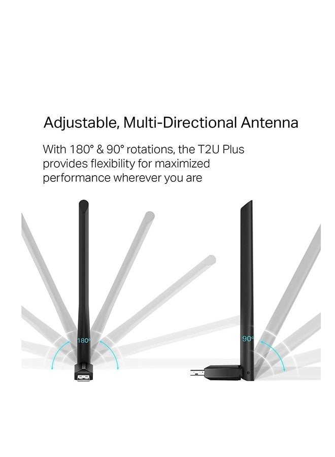 TP-LINK - Archer T2U Plus AC600 High Gain Wireless Dual Band USB Adapter Black - Image 1