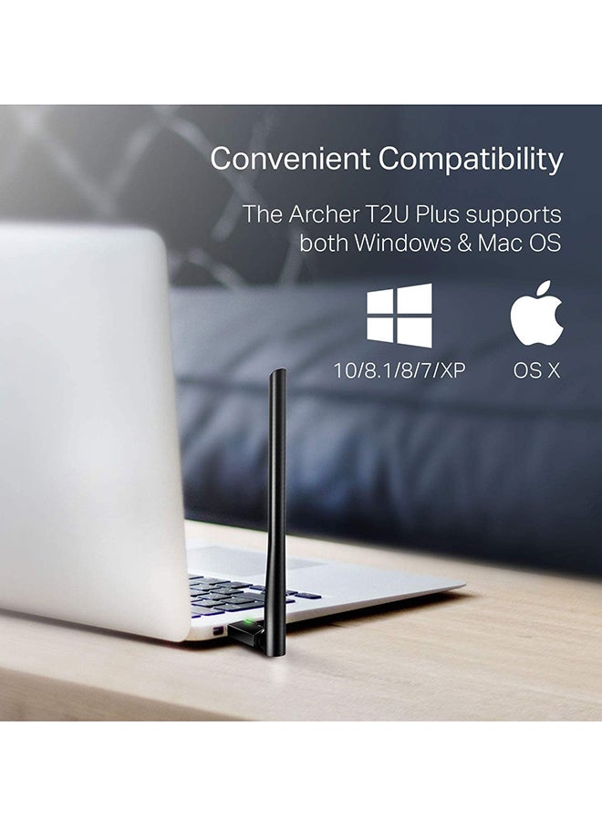 TP-LINK - Archer T2U Plus AC600 High Gain Wireless Dual Band USB Adapter Black - Image 1