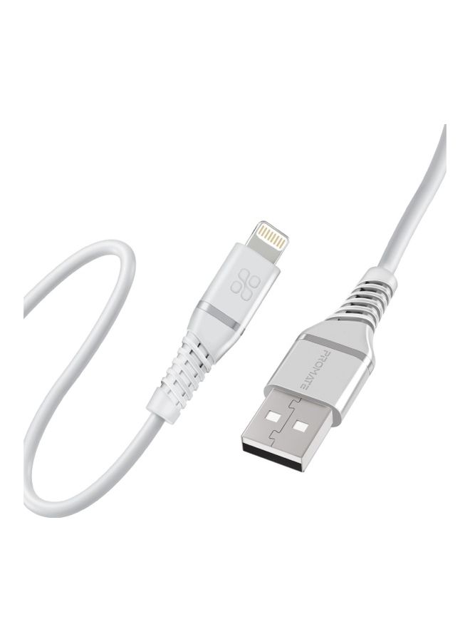 PROMATE - iPhone 15 Cable, High Tensile Strength Data Sync & Charge Cable with Lightning Connector 1.2M White White - Image 1
