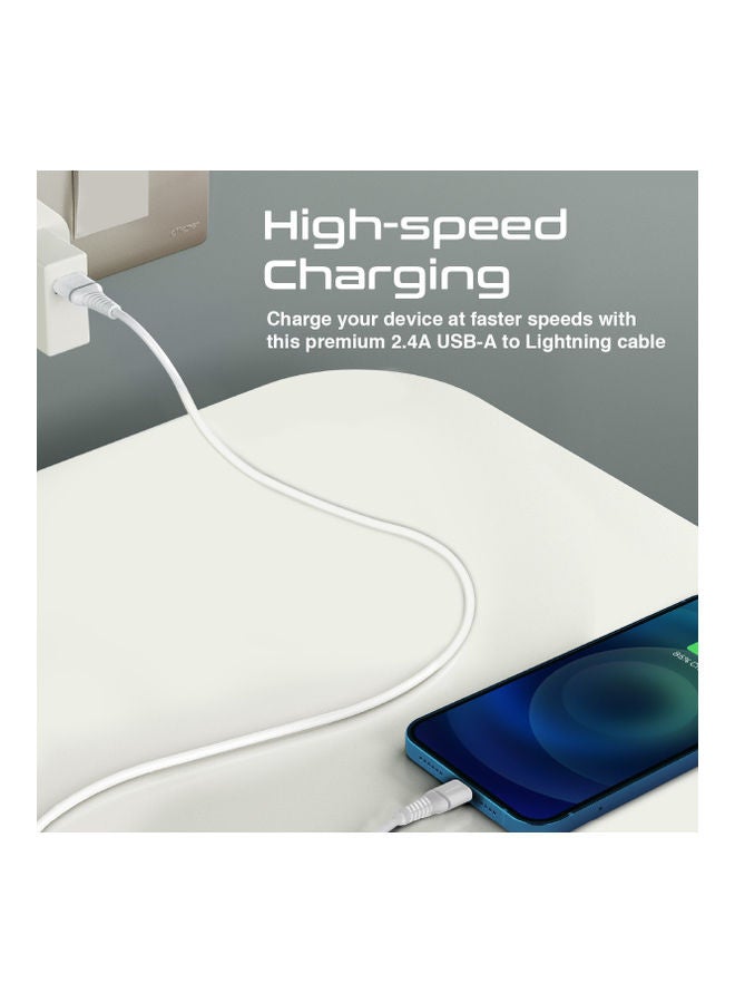 PROMATE - iPhone 15 Cable, High Tensile Strength Data Sync & Charge Cable with Lightning Connector 1.2M White White - Image 1