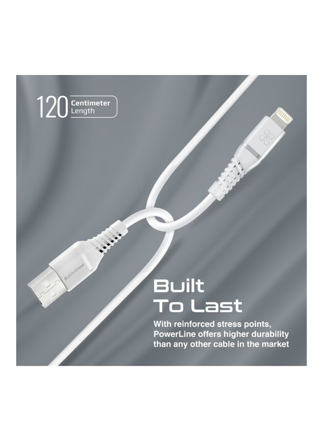 PROMATE - iPhone 15 Cable, High Tensile Strength Data Sync & Charge Cable with Lightning Connector 1.2M White White - Image 1