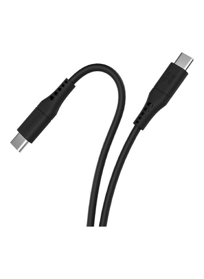 PROMATE - 60W Power Delivery Ultra-Fast USB-C Soft Silicon Cable 1.2M Black - Image 1