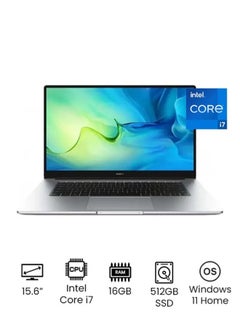 MateBook D 15 Laptop With 15.6-Inch Display, Core i7-1165G7 Processor / 16GB RAM / 512GB SSD / Intel Iris Xe Graphics / Windows 11 Home / English Mystic Silver