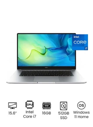 MateBook D 15 Laptop With 15.6-Inch Display, Core i7-1165G7 Processor / 16GB RAM / 512GB SSD / Intel Iris Xe Graphics / Windows 11 Home / English Mystic Silver - v1657012322/N53049700A_1