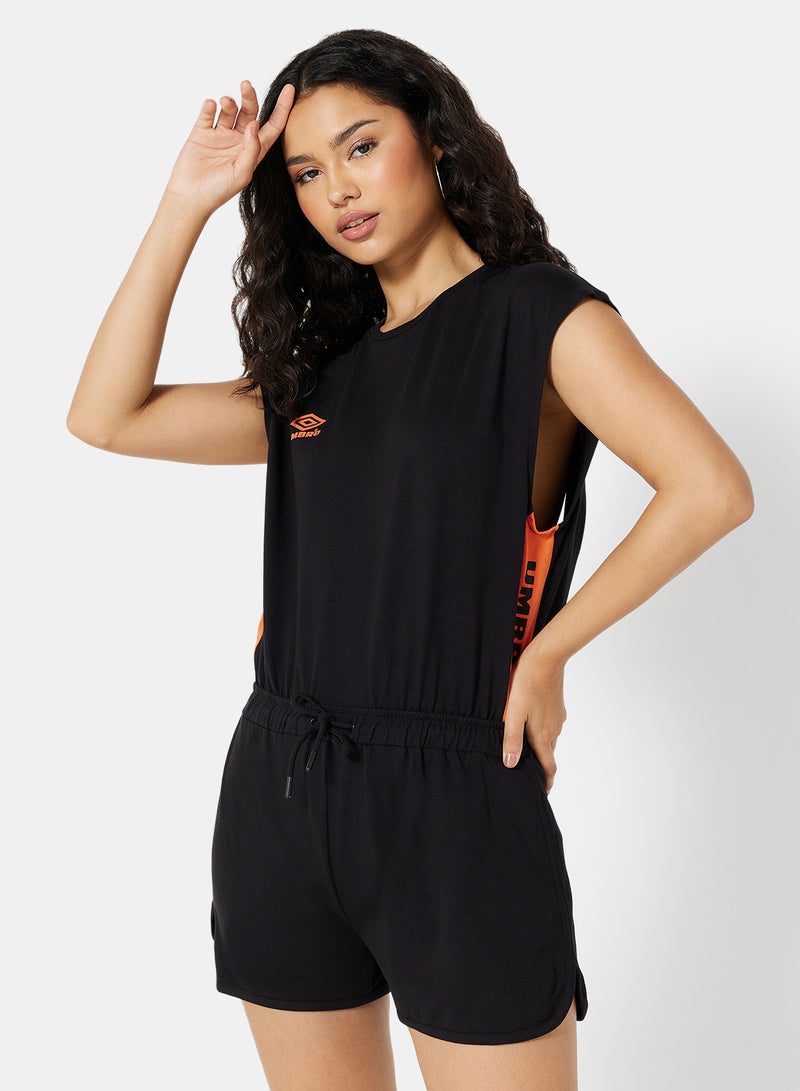 umbro Alba All In One Playsuit Black / Tigerlily  - Image 2