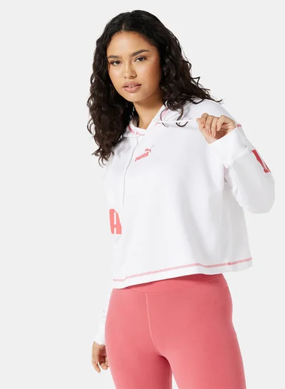 PUMA Power Logo Hoodie White