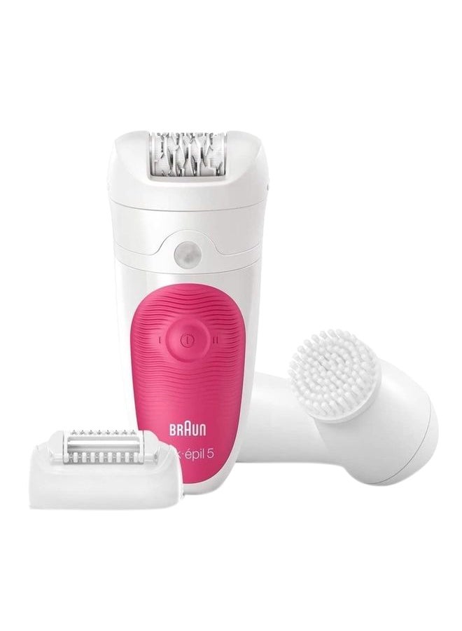 BRAUN - Wet And Dry Cordless Epilator With 4 Extras Including A Facial Cleansing Brush White/Pink - Image 1