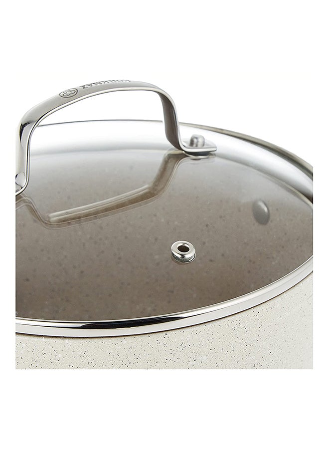 Korkmaz 7-Piece Granite Non-Stick Coating Kitchen Cookware Set With Glass Lid Includes 1xMedium Casserole(20 x 10.5cm/3L), 1xLarge Casserole (24 x 12.5cm/5.0L), 1xSmall Casserole (26 x 7cm/3.5L), 1xFrying Pan (26 x 5cm/2.5L) and 3xLid Granite 24 x 12.5cm  - Image 5