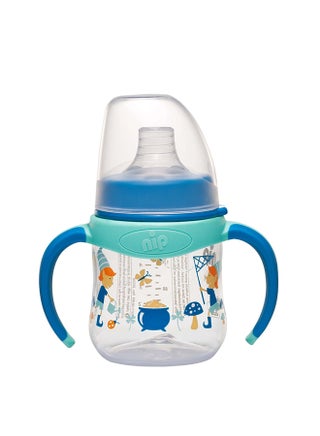 Wide-Neck Training Feeding Bottle, Soft Spout, PP, With Handle, For Boys, Elves Blue, 150 ML, 6M+ - v1657091421/N10987711A_1