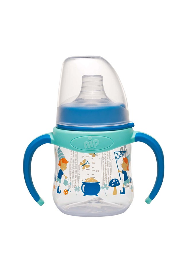 nip Wide-Neck Training Feeding Bottle, Soft Spout, PP, With Handle, For Boys, Elves Blue, 150 ML, 6M+  - Image 1