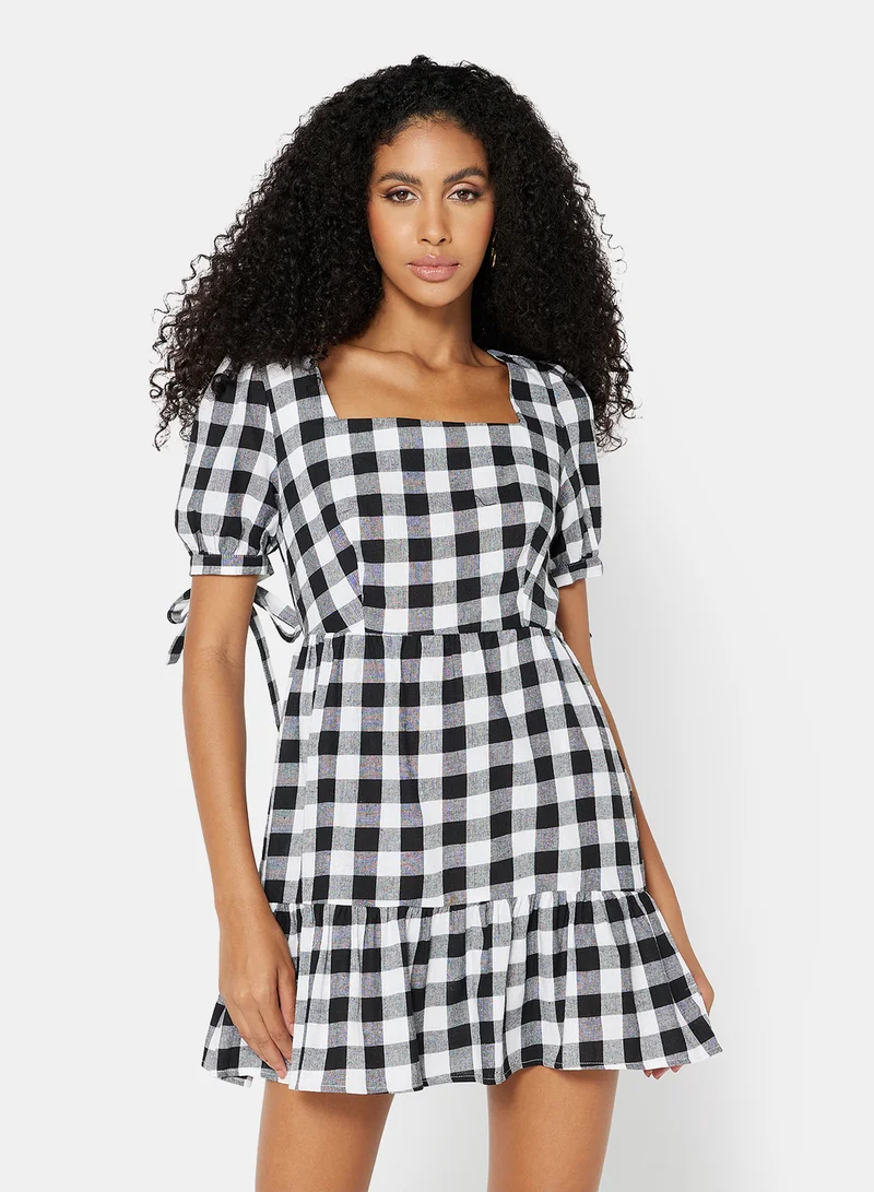 LABEL RAIL Checkered Print Mini Dress