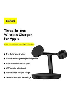 Baseus Swan MagSafe 3-in-1 Wireless Charger, 20W iPhone Fast Charging, Apple Watch (Charger not Including), Air Pods Charging Station for iPhone 15 Plus, 14, 13, 12, Pro, Pro Max, Mini, Apple Watch and Air Pods Black  - Image 2