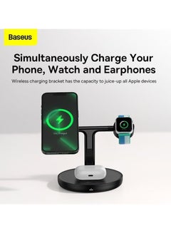 Baseus Swan MagSafe 3-in-1 Wireless Charger, 20W iPhone Fast Charging, Apple Watch (Charger not Including), Air Pods Charging Station for iPhone 15 Plus, 14, 13, 12, Pro, Pro Max, Mini, Apple Watch and Air Pods Black  - Image 3