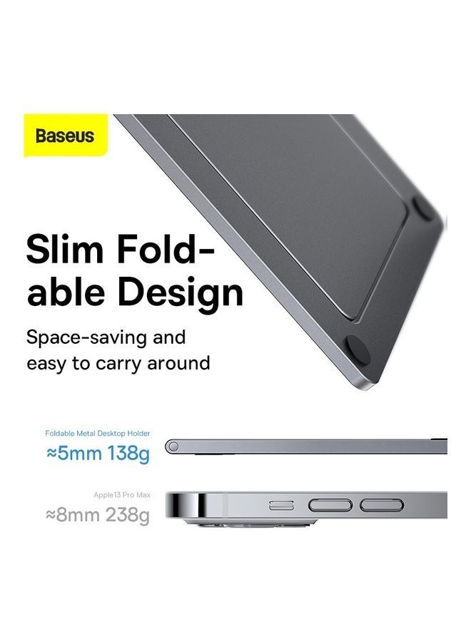 Baseus Portable Mobile Phone Holder, Cell Phone Stand, Adjustable iPhone Stand for Desk, Foldable View Angle Stand, Stable Alloy Metal Mobile Stand, Compatible with iPhone 15/14/13/12/11 Series, All Smart Phones Grey - Image 4