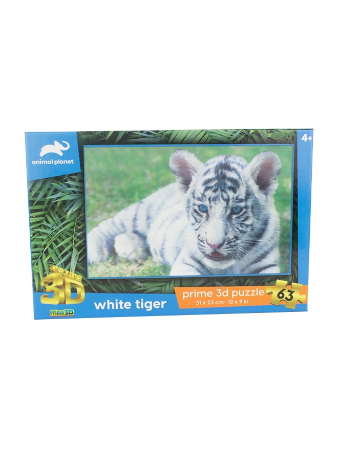 Prime 3D 63-Piece White Tiger  3D Puzzle 31x23cm  - Image 1