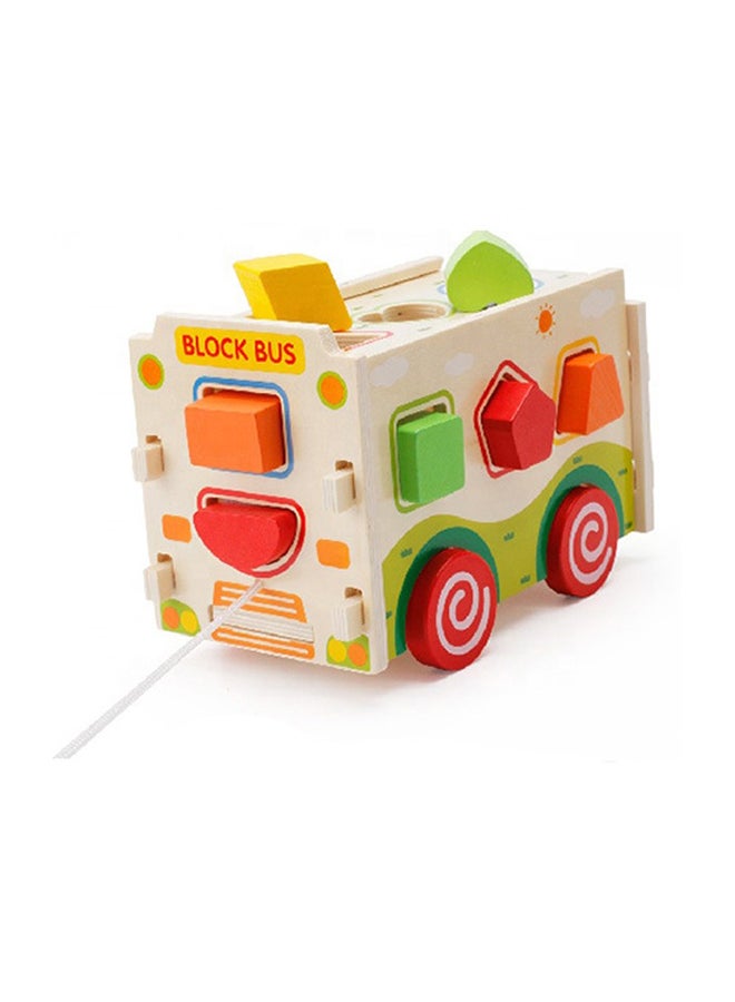 فاشون هوم حافلة الكتل للأطفال لعبة تعليمية خشبية لمطابقة الأشكال الهندسية - Image 2