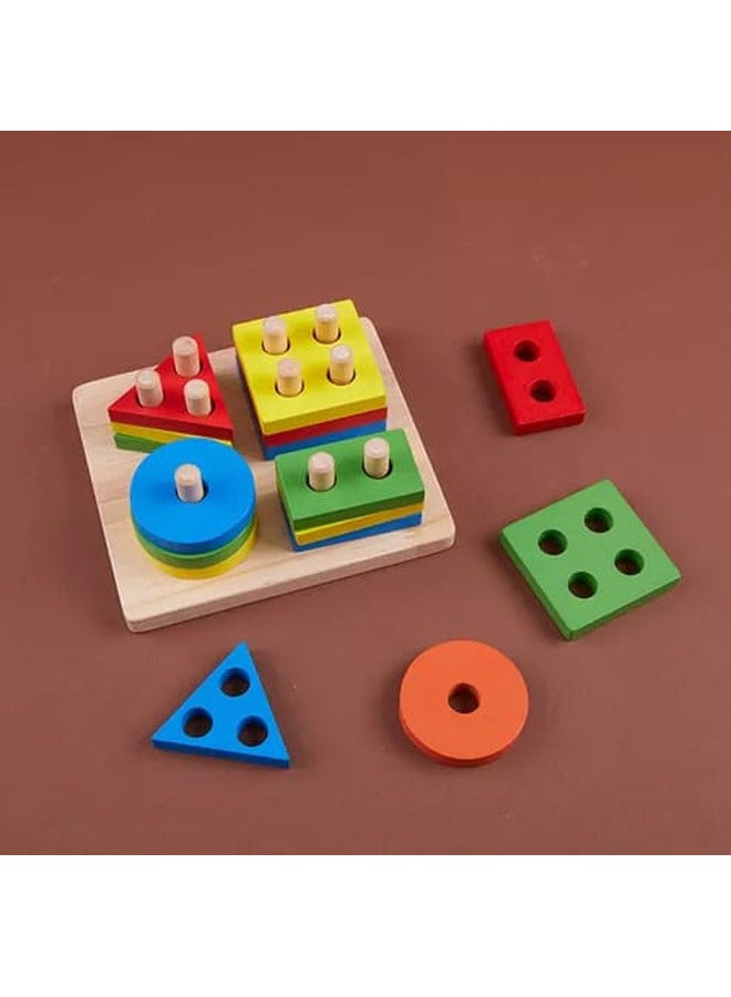 فاشون هوم 16-Piece Wooden Stacking Building Block  - Image 2