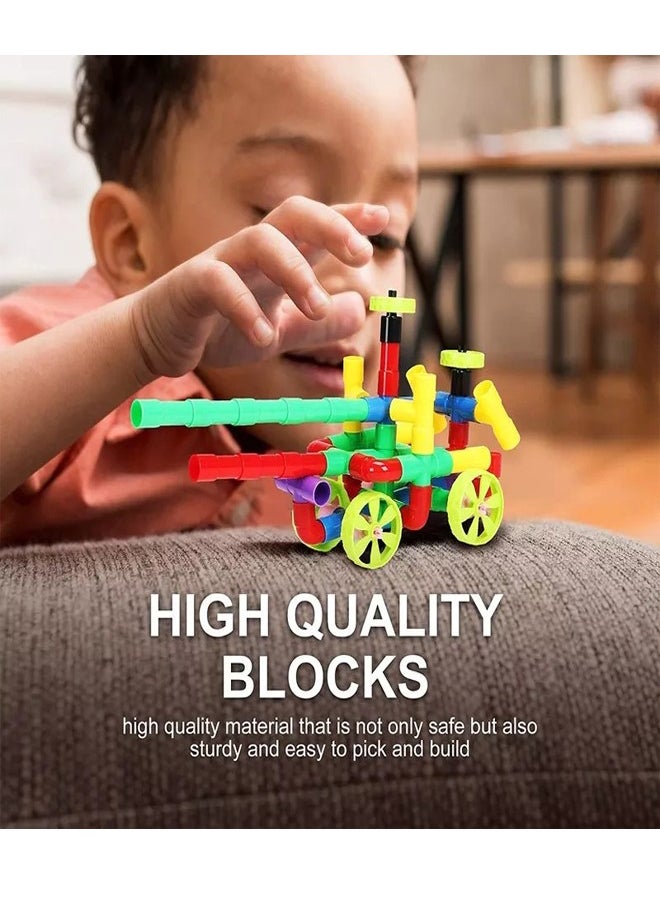 fashionhome 144 Pieces Creative Children's Educational Toys Pipe Building Blocks  - Image 2