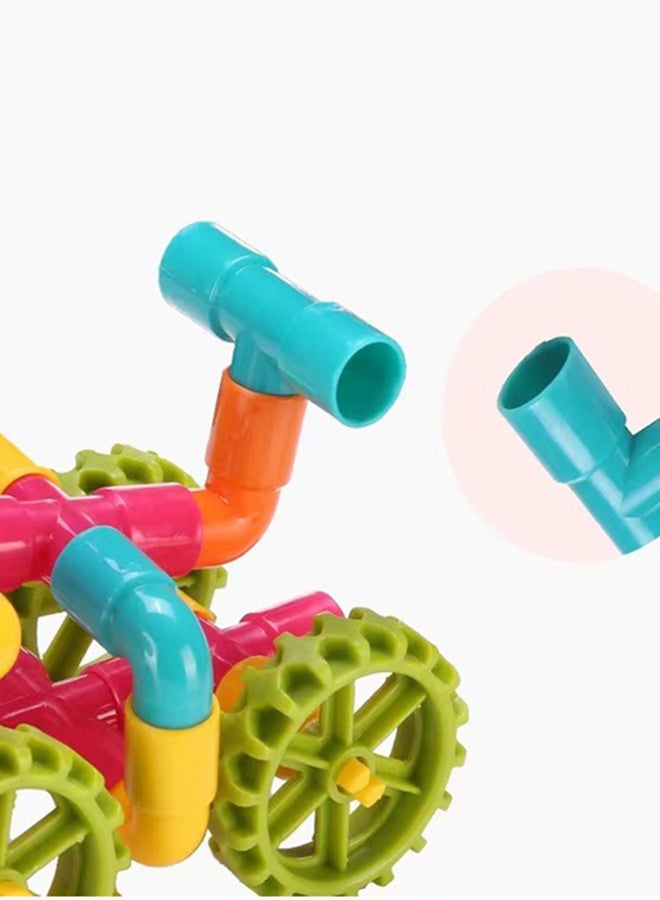fashionhome 144 Pieces Creative Children's Educational Toys Pipe Building Blocks  - Image 5
