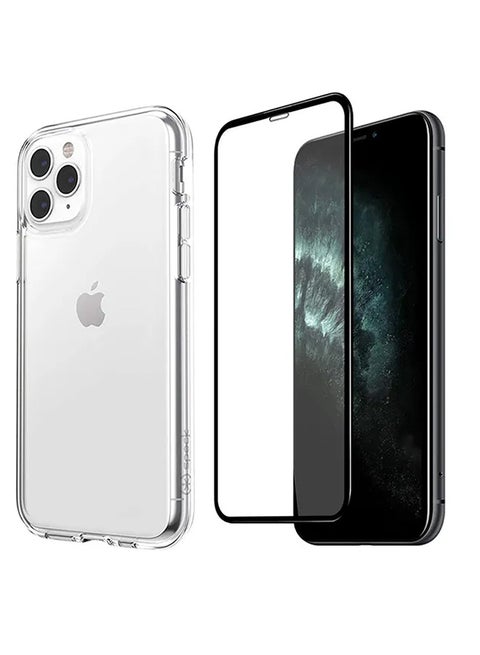 Protective Case Cover With 3D Screen Protector For Apple iPhone 11 Pro Max Clear/Black