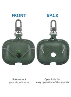 MARGOUN Leather Case Shockproof Cover With KeychainFor Apple AirPods 3 (3rd Generation) Green  - Image 2