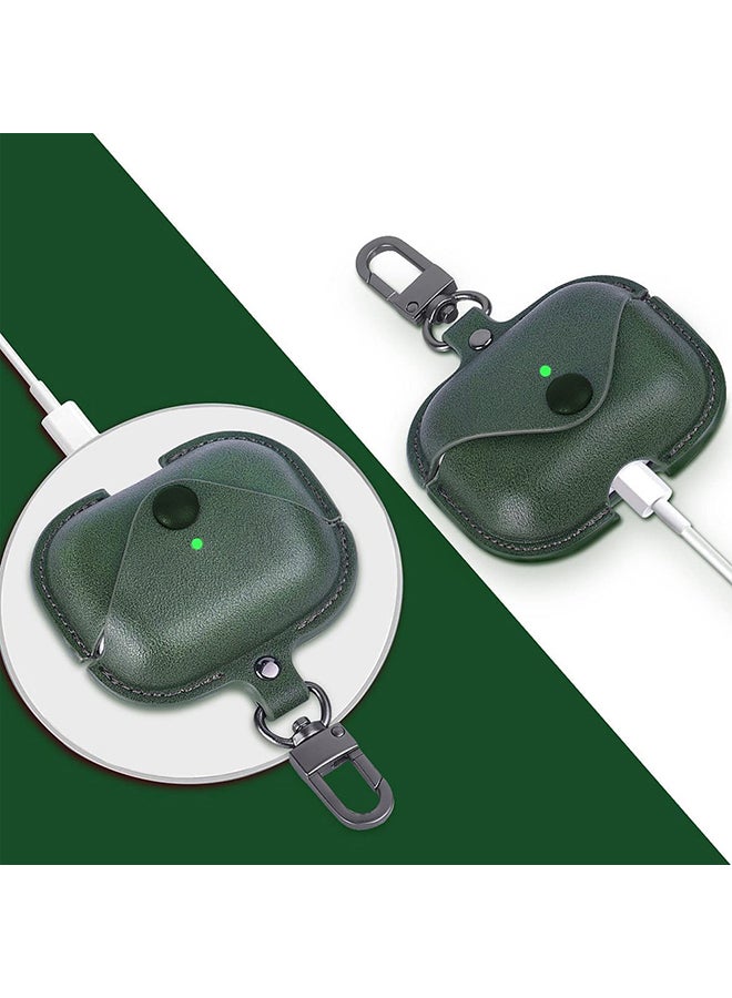 MARGOUN Leather Case Shockproof Cover With KeychainFor Apple AirPods 3 (3rd Generation) Green - Image 3