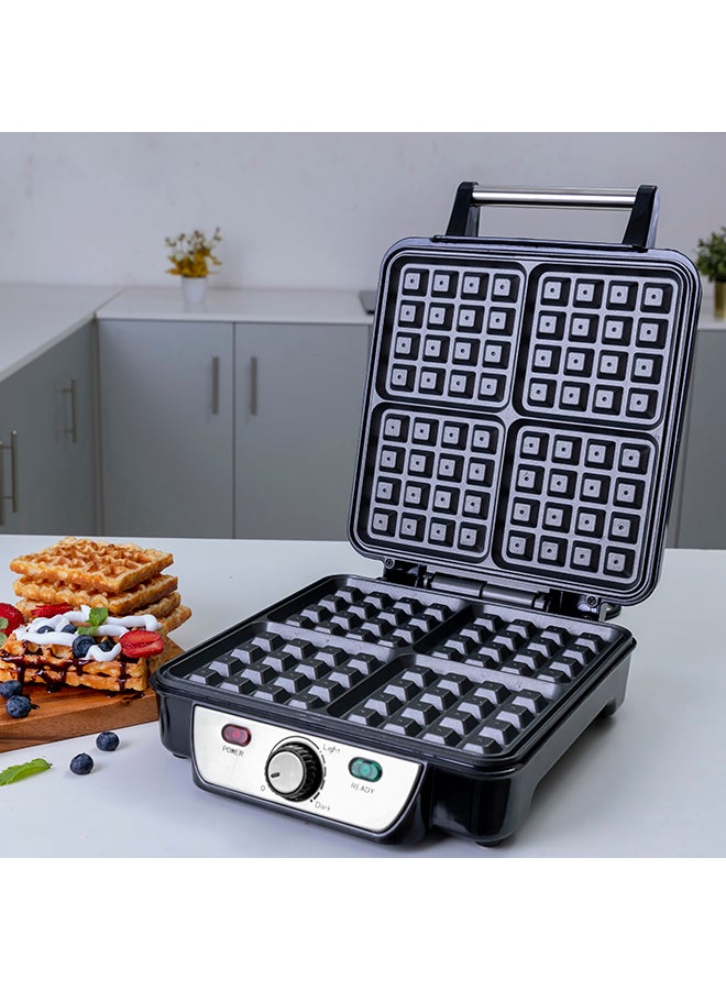 Electric Waffle Maker -  4 Slice Non-Stick Electric Belgian Waffle Maker with Adjustable Temperature Control - Pre-heating, Cool Touch Body - Handle - Automatic Safety Protection 1100.0 W GWM5417 Silver/Black - v1657176334/N11043715A_2