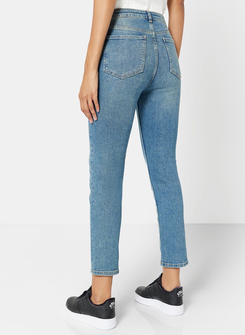trendyol - High Waist Slim Fit Jeans Blue - Image 1