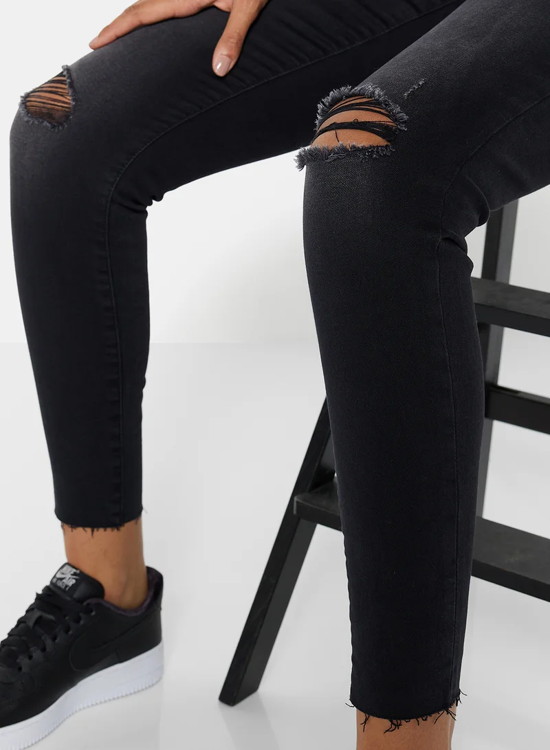 NOISY MAY Lucy High Ankle Jeans Black Denim