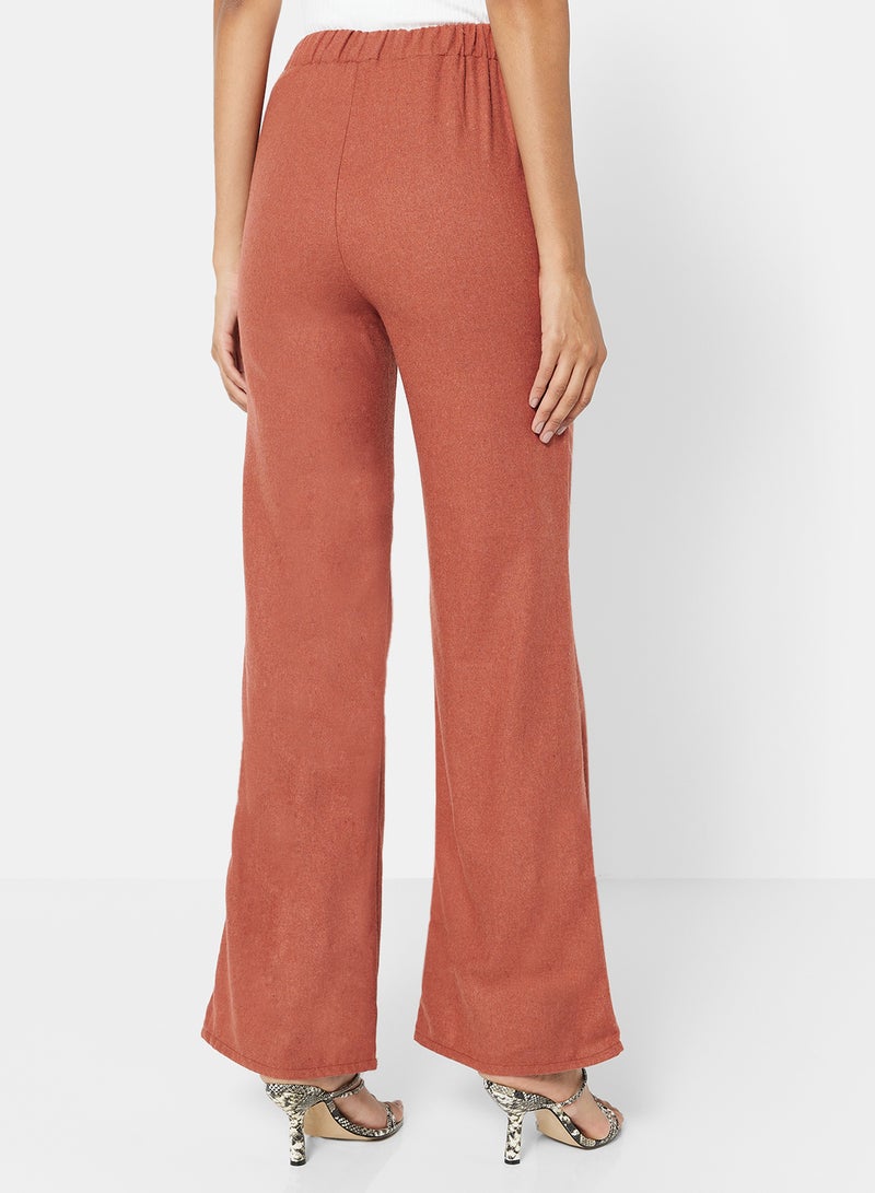 trendyol - Waist Tie Wide Leg Pants Brick - Image 1