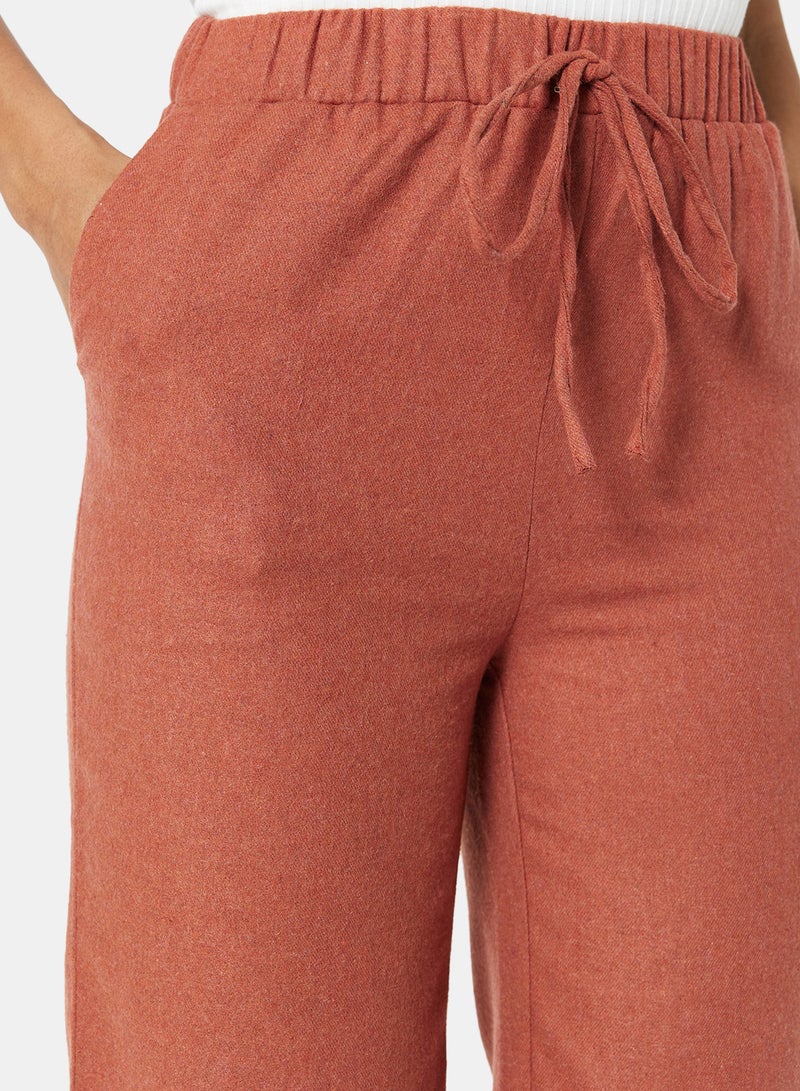 trendyol - Waist Tie Wide Leg Pants Brick - Image 1