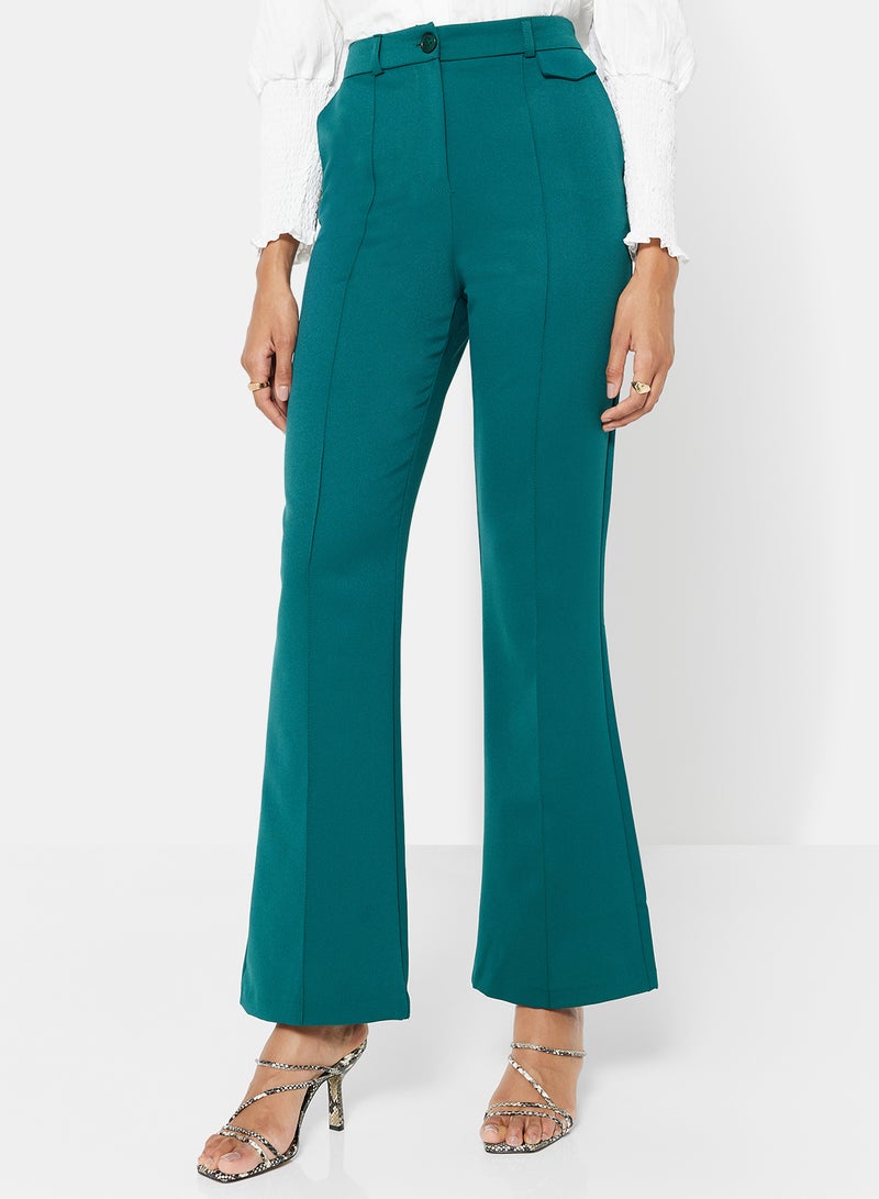 trendyol Mid-Rise Straight Leg Pants Petrol - Image 1