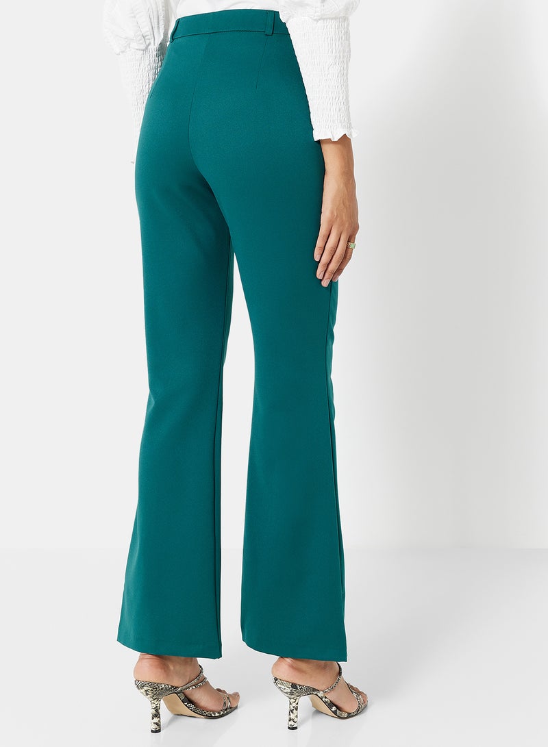 trendyol Mid-Rise Straight Leg Pants Petrol - Image 2