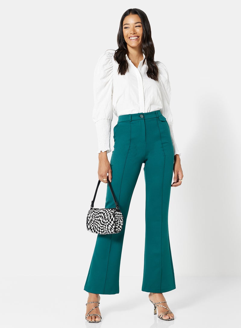 trendyol Mid-Rise Straight Leg Pants Petrol - Image 4
