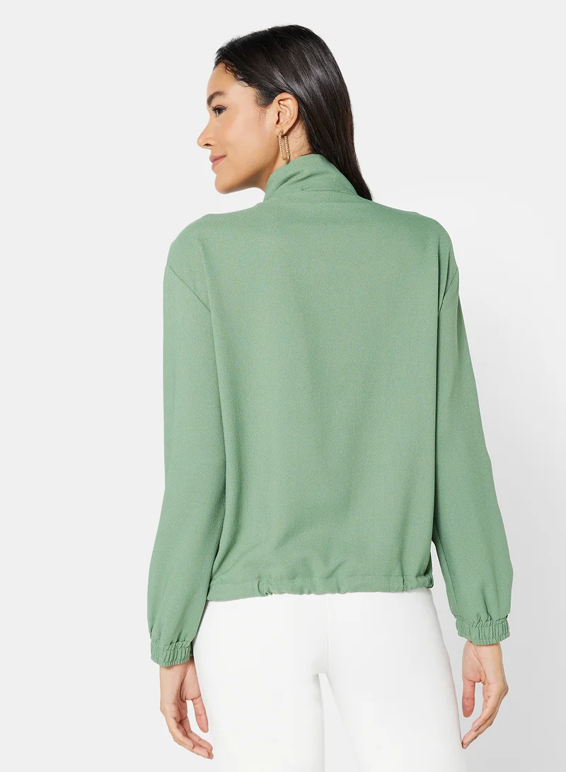 trendyol Half-Zip Top Mint