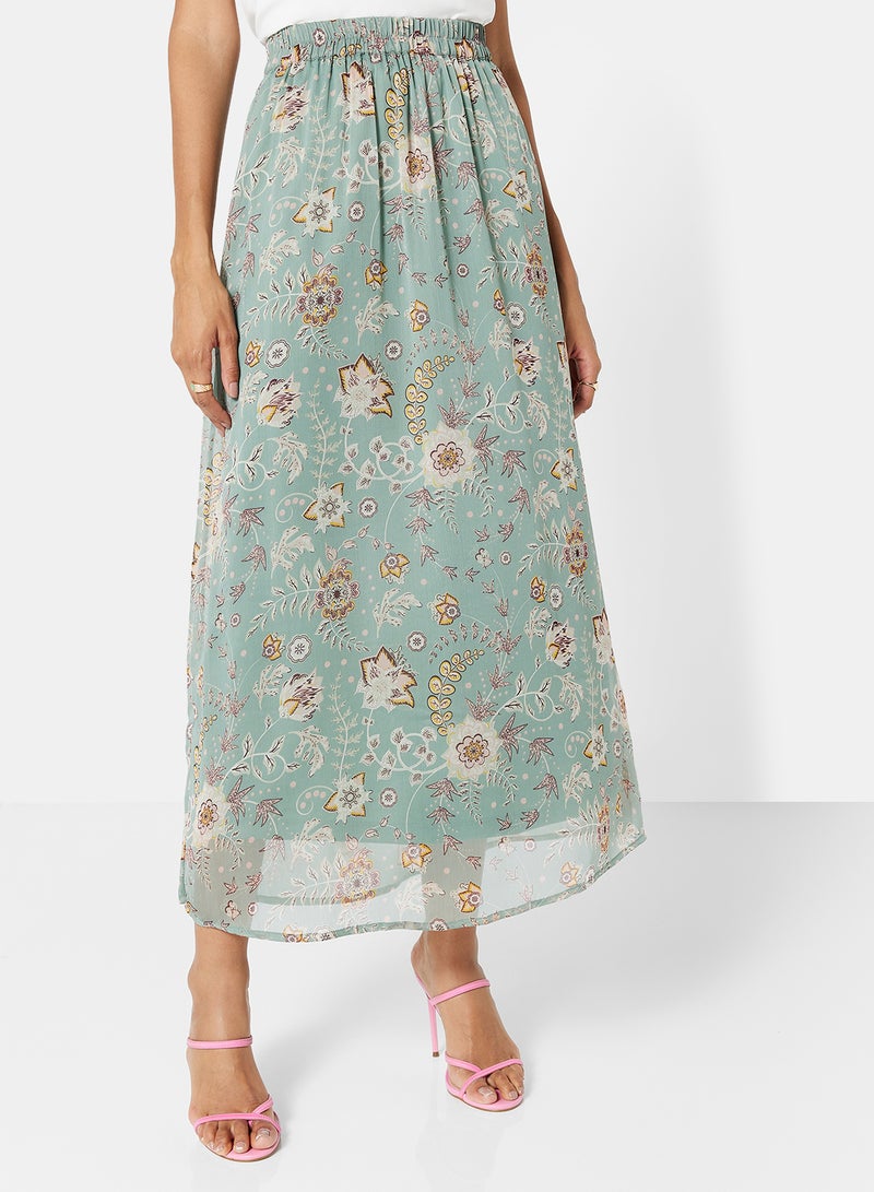 I.Scenery Floral Maxi Skirt Green  - Image 1