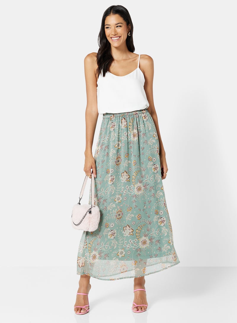 I.Scenery Floral Maxi Skirt Green  - Image 4