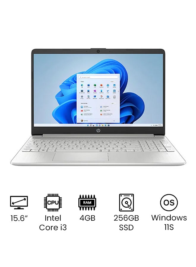 HP - (Upgraded Version) Laptop 15s-fq2020ne With 15.6-Inch FHD Display, Core i3-1115G4 Processor/4GB RAM/256GB SSD/Intel UHD Graphics/Windows 11/International Version English/Arabic Natural Silver - Image 1
