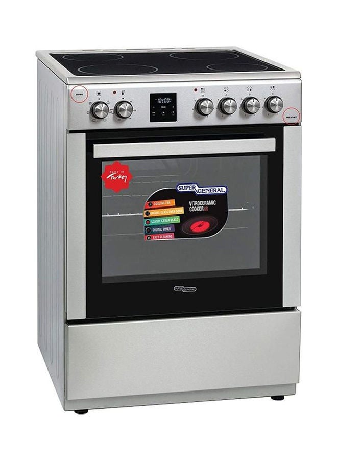 SUPER GENERAL Freestanding Vitro-Ceramic Electric-Cooker SGCV60DSS Silver  - Image 1