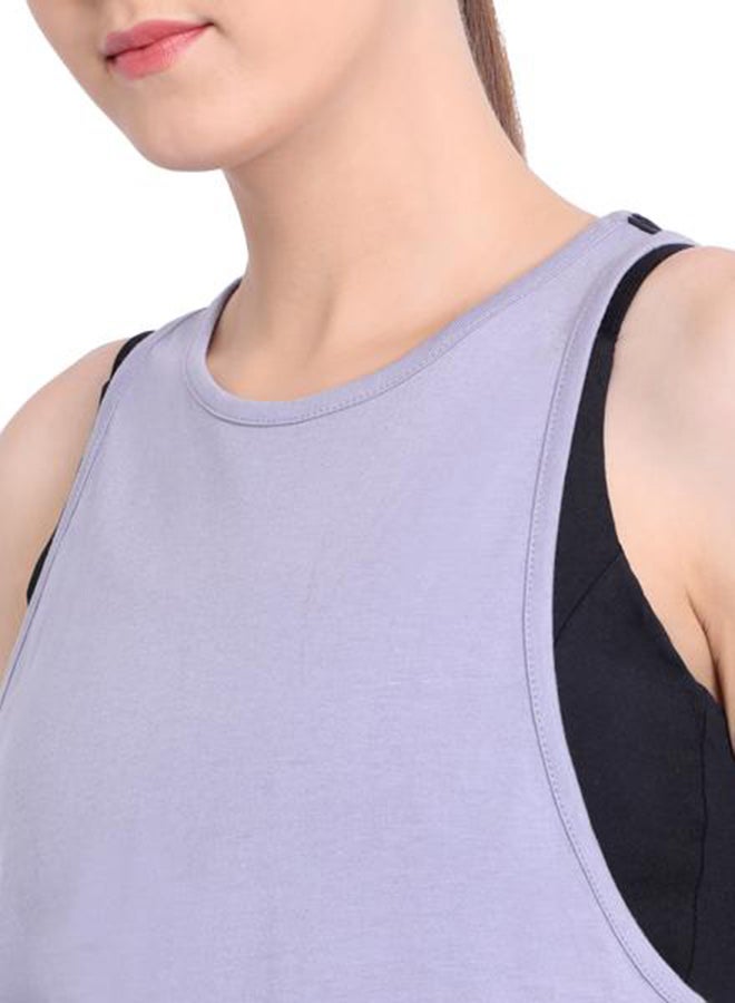 SATVA - Organic Round Neck Tank Top Black - Image 1