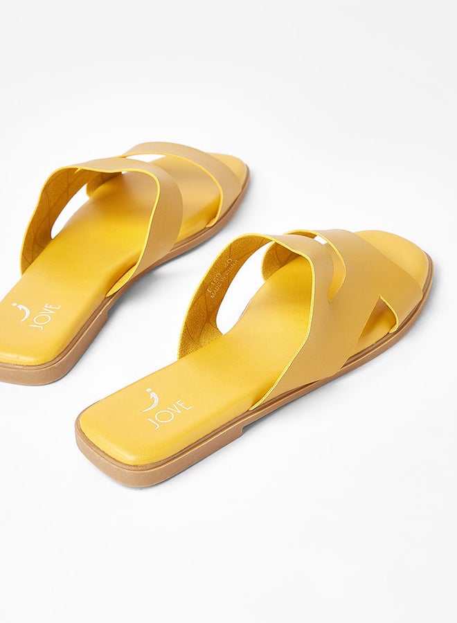 Stylish Comfortable Flat Sandals Mustard