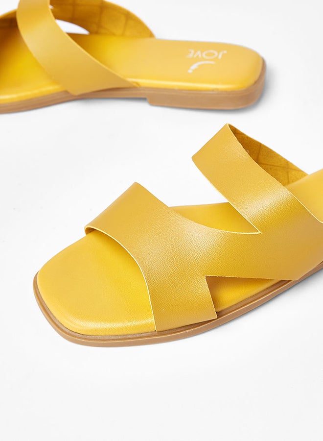 Stylish Comfortable Flat Sandals Mustard