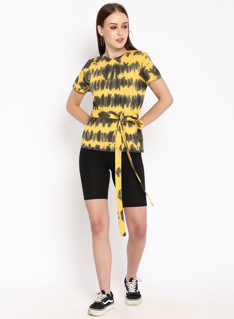 Blue Saint Women's Regular Fit T-Shirt Black/Yellow  - Image 1
