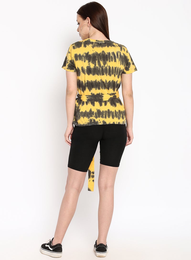 Blue Saint Women's Regular Fit T-Shirt Black/Yellow  - Image 2
