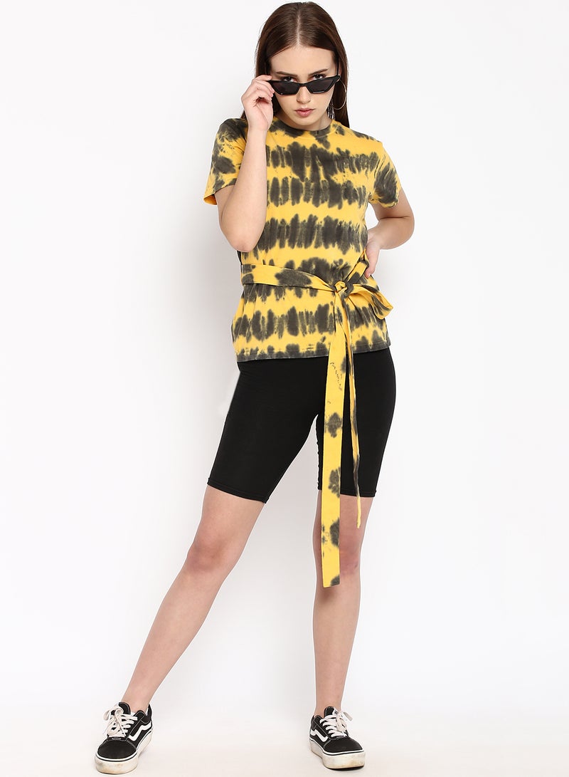 Blue Saint Women's Regular Fit T-Shirt Black/Yellow  - Image 3