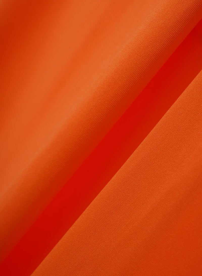 Aila Women's Polyester Blend Short Sleeve Knee Length Dress With Round Neck Orange  - Image 5