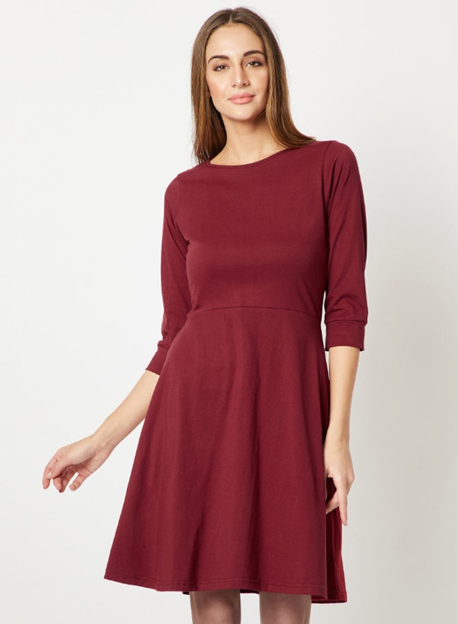 Miss Chase The Weekend Skater Dress Maroon/Red  - Image 1