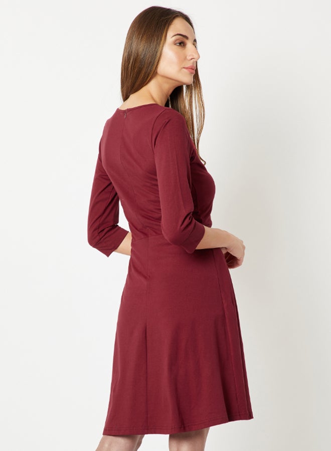 Miss Chase The Weekend Skater Dress Maroon/Red  - Image 2