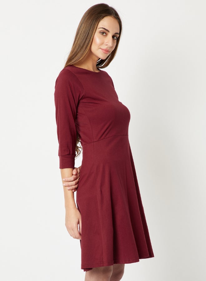 Miss Chase The Weekend Skater Dress Maroon/Red  - Image 3